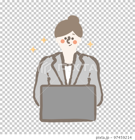 ビジネス　パソコン　女性　イラスト 97459214