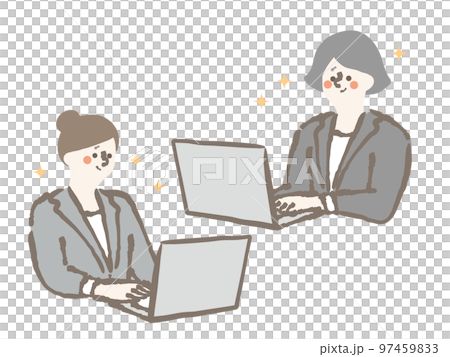 Business personal computer 2 women illustration Business personal computer 2 women illustration 97459833