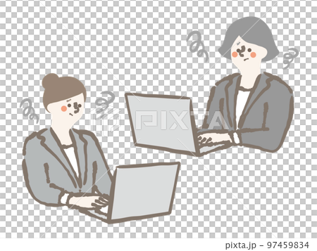 Business computer woman 2 people worry trouble illustration Business computer woman 2 people worry trouble illustration 97459834