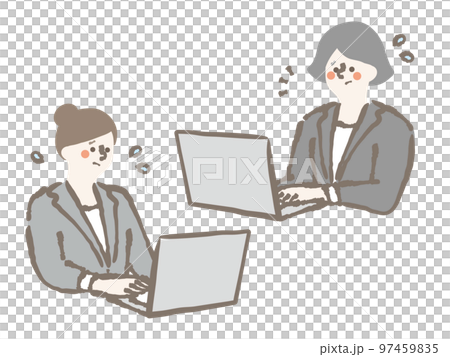 Business computer woman 2 people worry trouble illustration Business computer woman 2 people worry trouble illustration 97459835