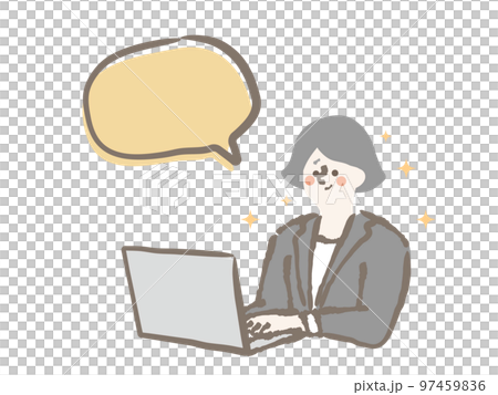 Business personal computer woman speech bubble illustration Business personal computer woman speech bubble illustration 97459836