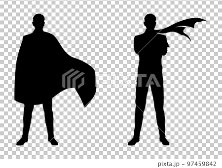 Set of hero silhouettes wearing capes and scarves 97459842