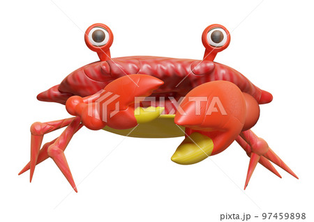 3d red crab from plasticine isolated. clay toy icon concept, 3d illustration render 97459898