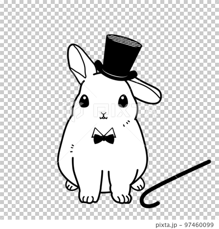 Illustration of a rabbit wearing a top hat 97460099