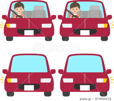ウィンカーを出した自動車（正面） 97460429