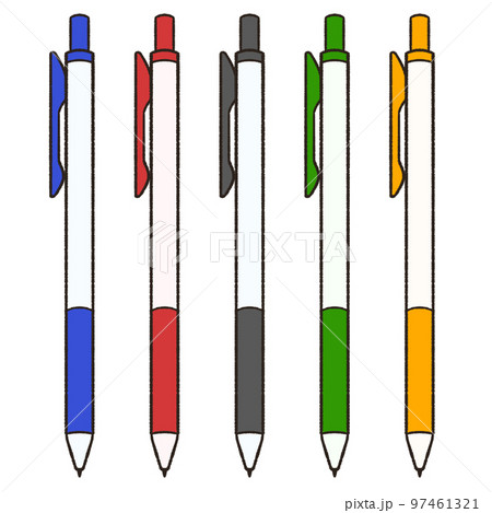 Set Of Five Multicolored Pens Stock Illustration - Download Image