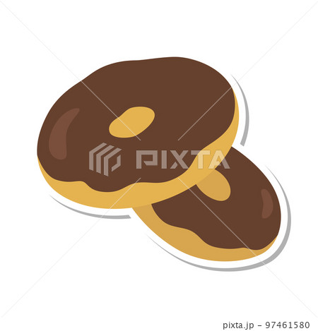 ステッカー風の単品食べ物イラスト　ドーナッツ 97461580