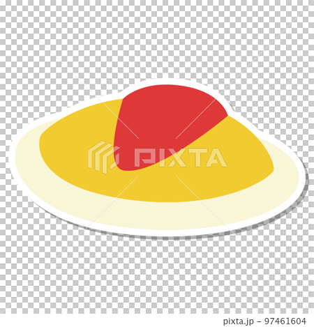 ステッカー風の単品食べ物イラスト　オムレツ 97461604