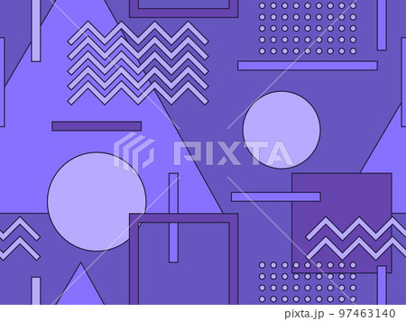 Memphis seamless pattern with geometric shapes in 80s style. Memphis seamless pattern with geometric shapes in 80s style. 97463140