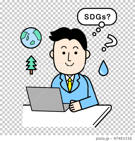 SDGsを検索するサラリーマン　人物イラスト 97463338
