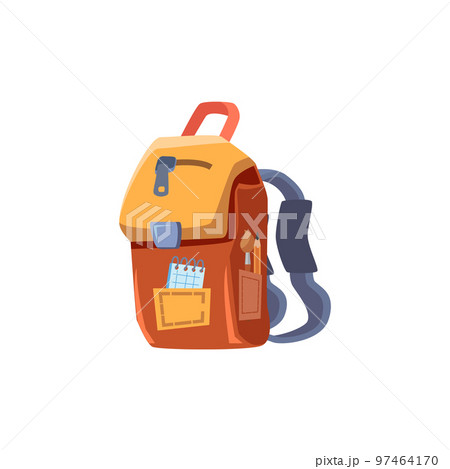 Yellow backpack with online side pockets