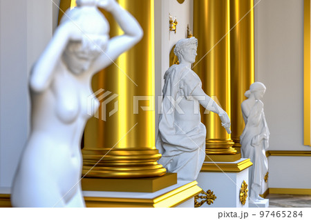 The ballroom and restaurant in classic style. 3D render 97465284