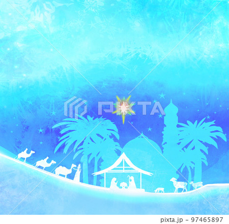 Birth of Jesus in Bethlehem - artistic card 97465897