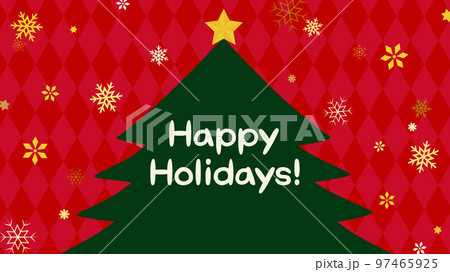 赤い背景のクリスマスツリーのベクターフレーム背景イラスト素材 97465925