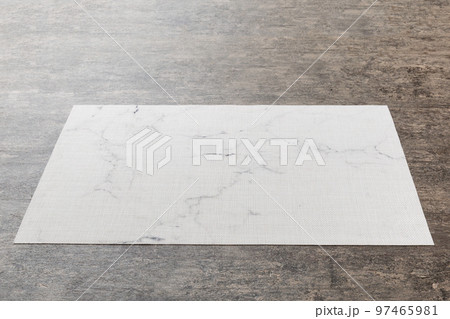 Perspective view of tablecloth for food on cement background. Empty space for your design Perspective view of tablecloth for food on cement background. Empty space for your design 97465981