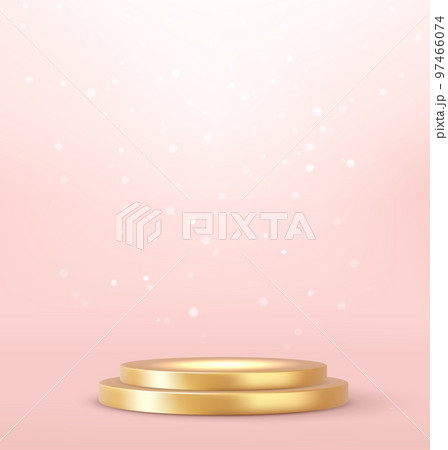 3d Golden podium with a spotlight and bokeh 97466074