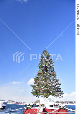 冬の北海道函館市ベイエリアクリスマスファンタジーのクリスマスツリーの風景を撮影 97466744