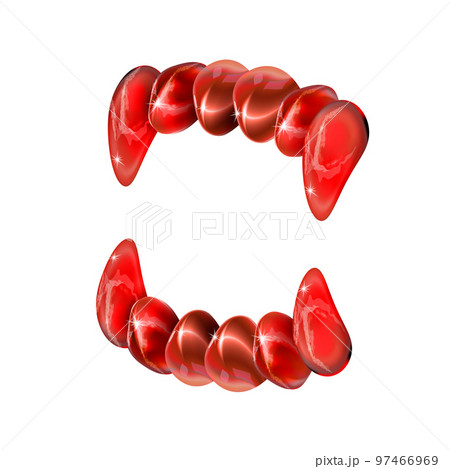 Jaws vampire or monster, red icon, glossy...のイラスト素材 [97466969] - PIXTA