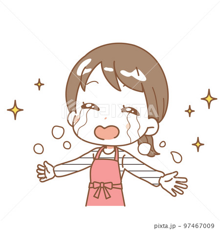 喜びで涙を流す女性のイラスト 97467009