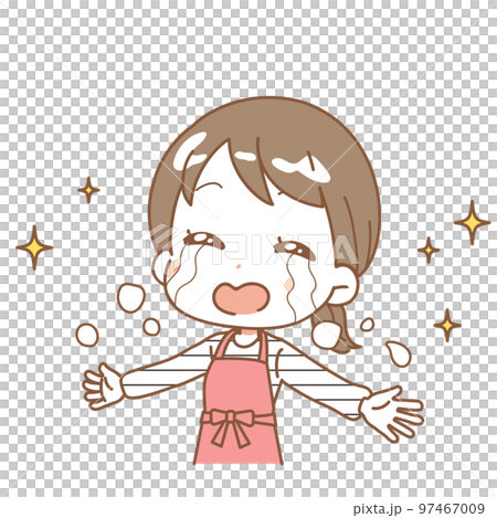 喜びで涙を流す女性のイラスト 97467009