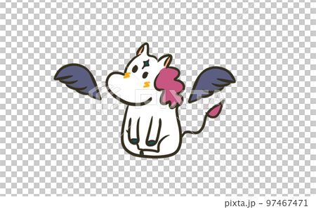 お座りするダークなペガサスのイラスト 97467471