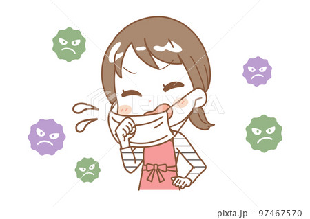 咳をする女性のイラスト 97467570