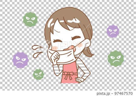 咳をする女性のイラスト 97467570
