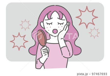肌荒れに悩む女性 肌荒れに悩む女性 97467693