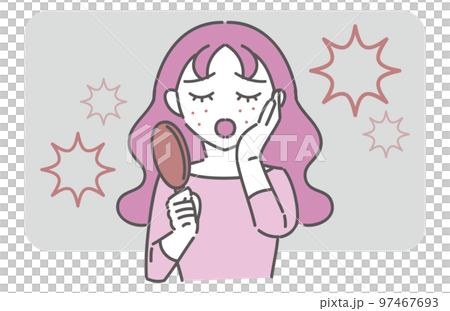 肌荒れに悩む女性 肌荒れに悩む女性 97467693