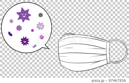 Illustration of non-woven mask and bacteria 97467856