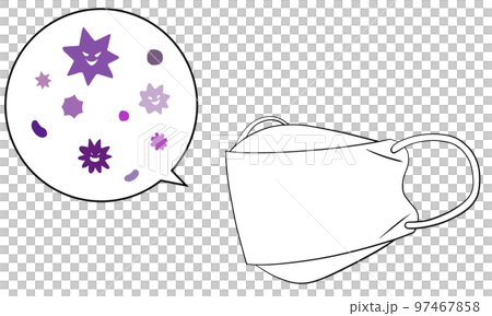 Illustration of three-dimensional non-woven mask and bacteria 97467858