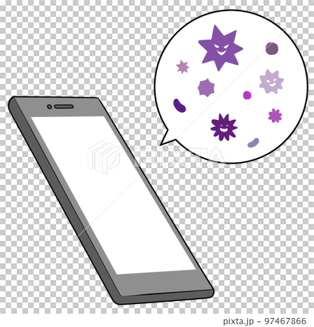 吹き出しに入ったバイ菌とスマホのイラスト 97467866