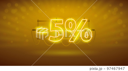 Glowing Neon 5 Percent Discount Banner Glowing Neon 5 Percent Discount Banner 97467947