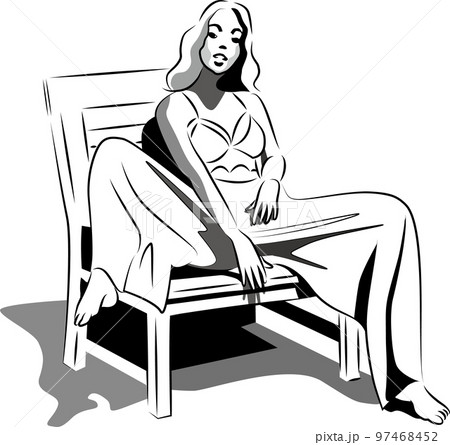 女性のリラックスしたポーズ 97468452