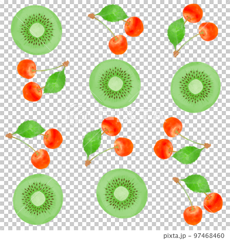 美味的獼猴桃和櫻桃無縫圖案材料 97468460