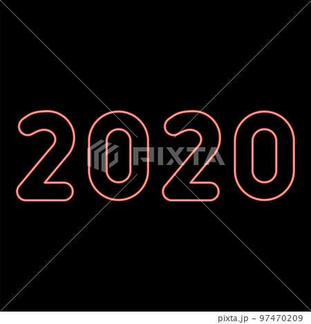 Neon 2020 text symbols New Year letters red color vector illustration image flat style 97470209