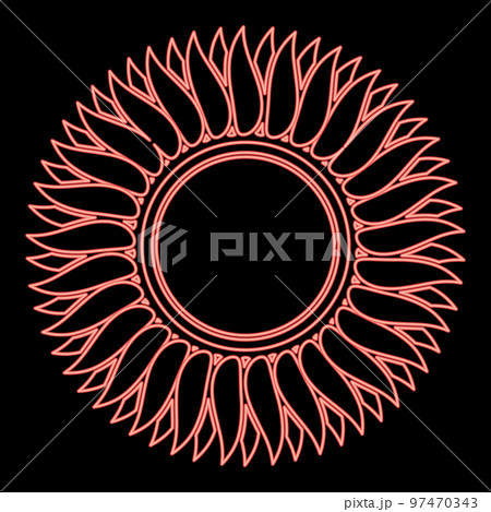 Neon sunflower flower Sun red color vector illustration image flat style 97470343