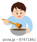 チョコレートを作っている男の子のイラスト 97471861