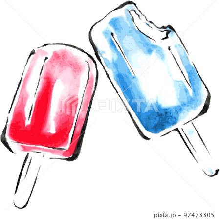アイスクリーム,水彩画 97473305