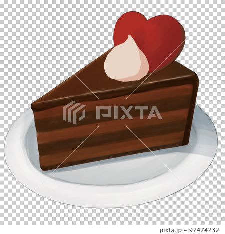 Chocolate cake with hearts and cream 97474232