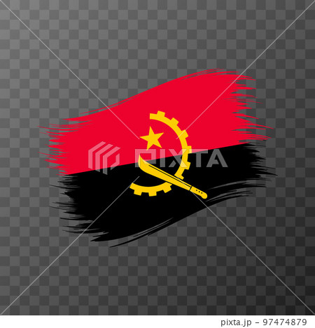 Angola national flag. Grunge brush stroke. Vector illustration on transparent background.
