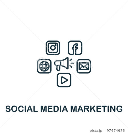 Social Media Marketing icon. Monochrome simple Marketing Strategy icon for templates, web design and infographics 97474926