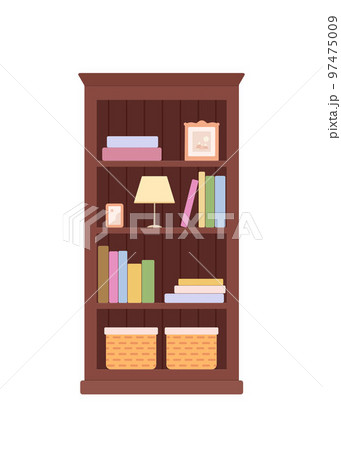 Mahogany bookcase with books isolated on white background Mahogany bookcase with books isolated on white background 97475009