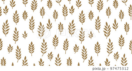 Abstract leaves seamless pattern design, gold and white vector illustration. Abstract leaves seamless pattern design, gold and white vector illustration. 97475312