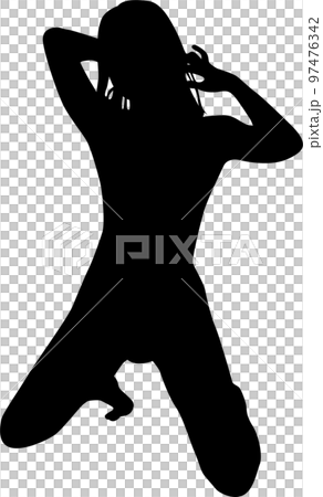 セクシーポーズ女性シルエット 97476342