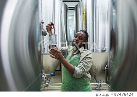 Woman Working at Craft Beer Factory Woman Working at Craft Beer Factory 97476424