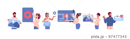 People Making Landing Page Or Application Isolated On White Background. Ui Ux Designers Character Develop Interface 97477343