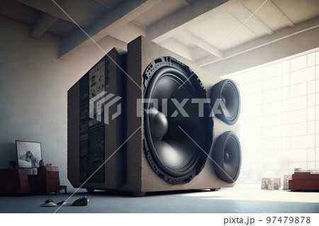 Stereo music loud speaker amplifier, 8 bit style, clear style Stereo music loud speaker amplifier, 8 bit style, clear style 97479878