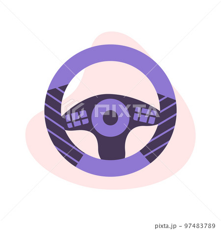 Steering Wheelflat vector modern flat illustration in trendy colors, isolated on a white background Steering Wheelflat vector modern flat illustration in trendy colors, isolated on a white background 97483789