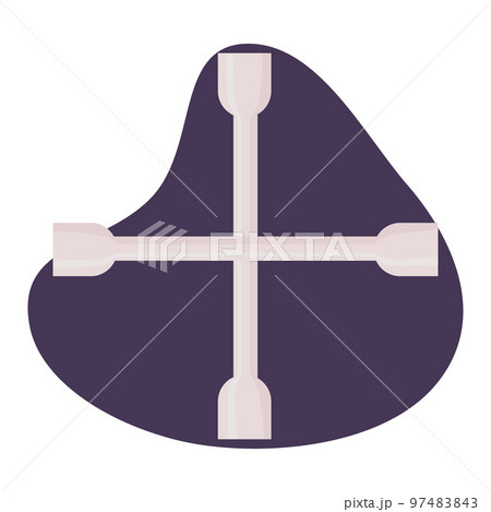 Wheel wrench or lug wrench flat vector iluustration, isolated on a white background Wheel wrench or lug wrench flat vector iluustration, isolated on a white background 97483843
